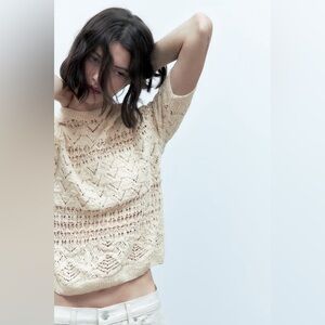Zara POINTELLE KNIT SWEATER